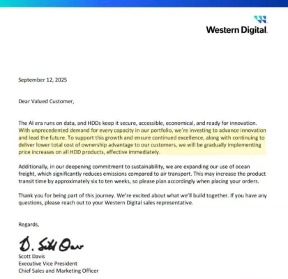 Western Digital Price Increase